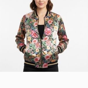 H&M Vibrant Floral Bomber Jacket